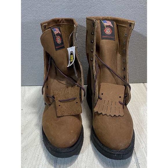 Justin 760 Work Boots 8” Aged Bark Brown USA MADE Electrical Hazard 10.5 D NEW main image 9